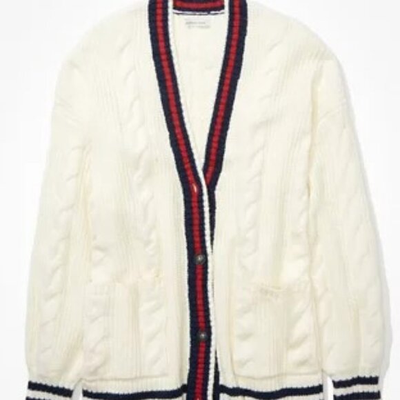 American Eagle Outfitters Sweaters - Retro Oversized Cable Knit Button-Up Cardigan